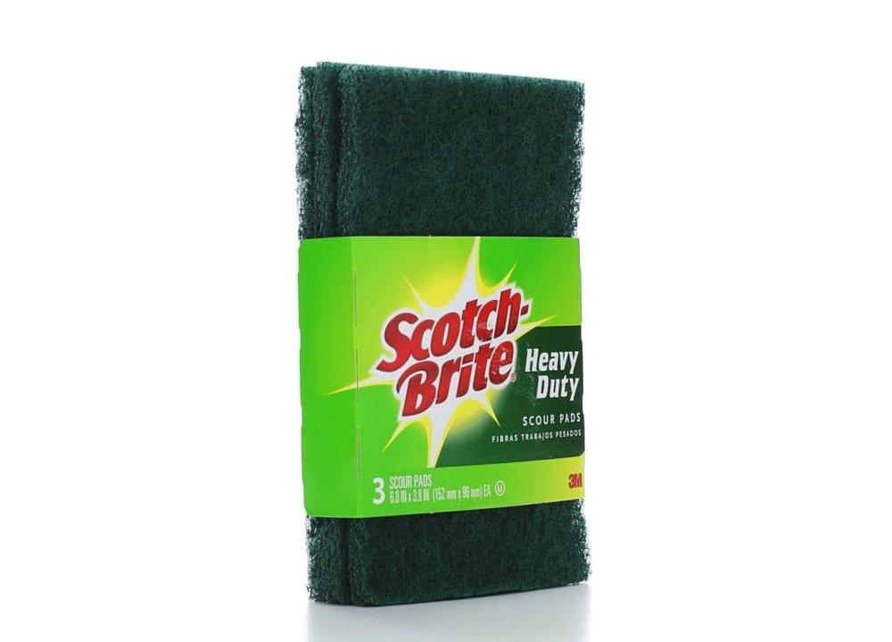 3m-Commercialtapediv. Heavy-Duty Scour Pad, 3.8w x 6\"L, Green, 3/Pack