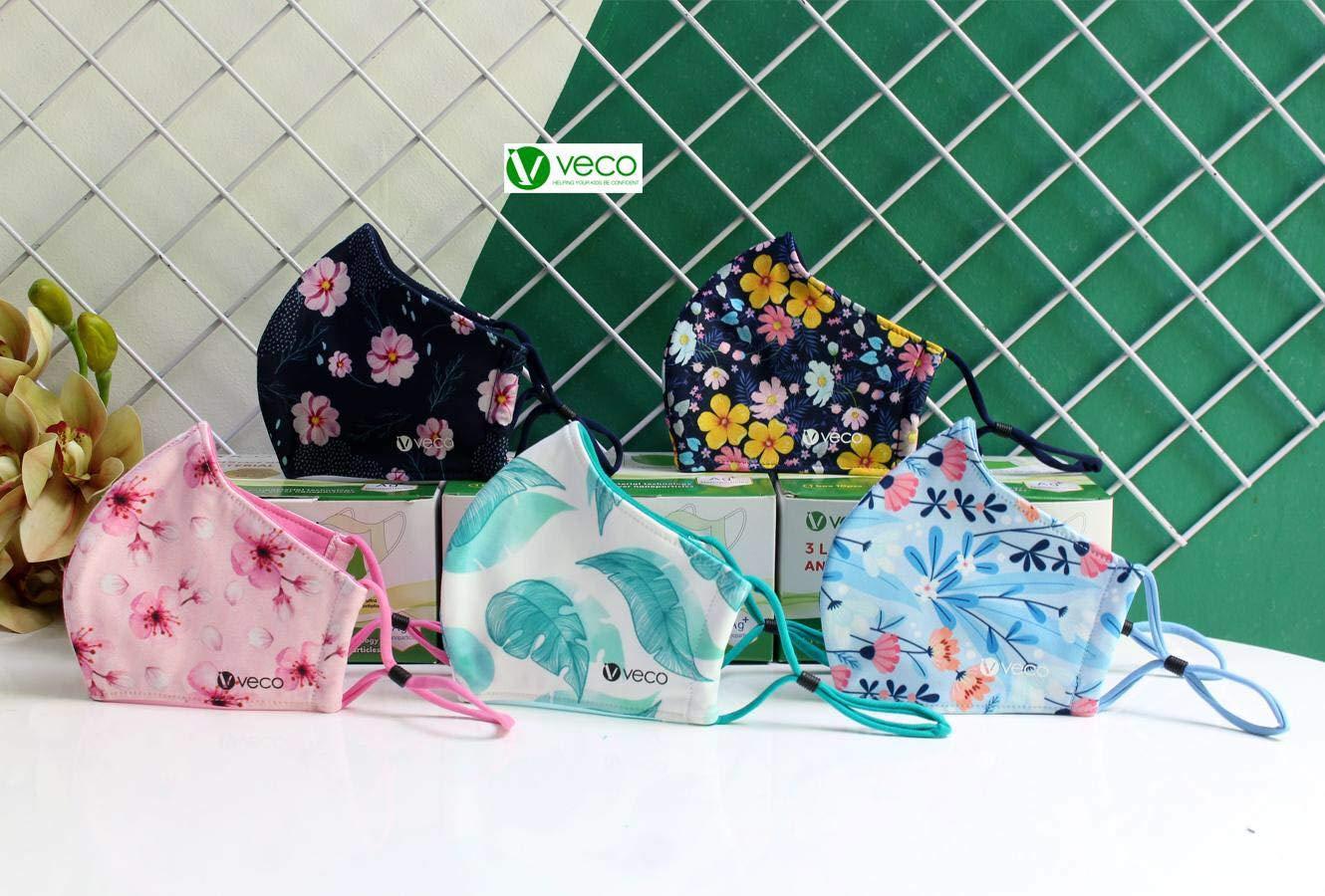 VECO VECO Fabric Face Mask - Pack of 5 (Adult, Combo 4)