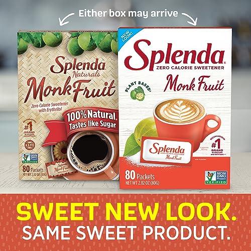 SPLENDA SPLENDA Monk Fruit Zero Calorie Plant Based Sweetener Substitute, Keto Sugar Alternative (80 Count) (Pack of 2)
