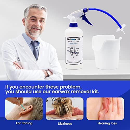 BOCOOLIFE BOCOOLIFE Ear Cleaning Kit, Ear Wax Removal Tool Ears Cleaner, Ear Wash Irrigation Kit with Lighted Ear Curette Pick,Ear Basin,30 Ear Tips,Cotton Swabs,Safe and Easy Clean Ear Blockage Wax of All Ages