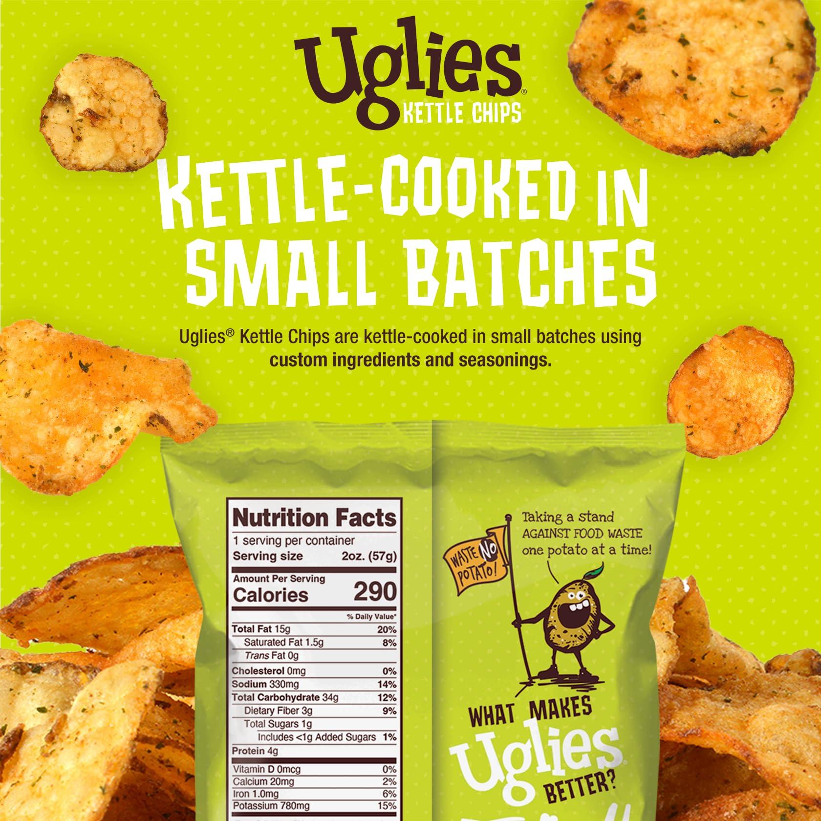 Uglies UGLIES Jalapeno Kettle-Cooked Potato Chips, Gluten-Free Snacks, Kosher-Friendly Chips, Non-GMO Snacks for Kids or Office, Lunch Snacks, Individual Snack Packs, 2 Oz. Bags, Pack of 12