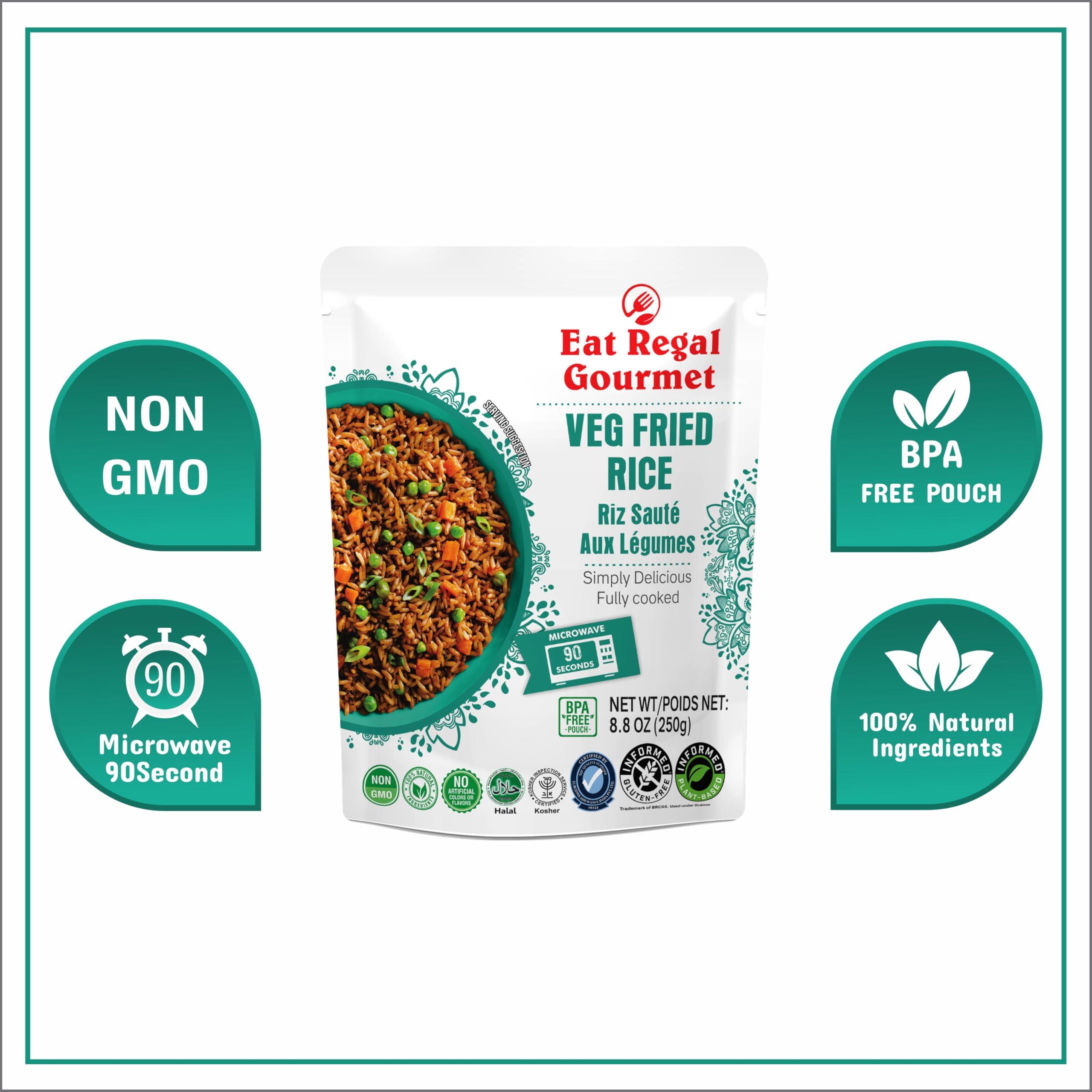Eat Regal Eat Regal Veg Fried Rice Microwavable Rice Pack of 6, 8.8oz Instant Rice Ready in 90 Seconds - Dinner Sides | Vegetable Rice | Ready to Eat | Prepared Foods | Side Dish | Flavored Rice