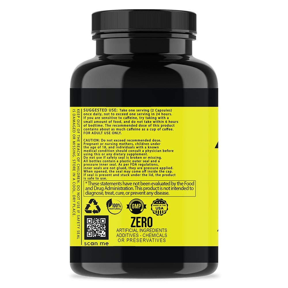 Angry Supplements Angry Supplements Angry Energy Caffeine Capsules, All Natural Non-GMO Energy Booster, Increase Stamina & Focus, Mind & Body Health (1-Bottle)