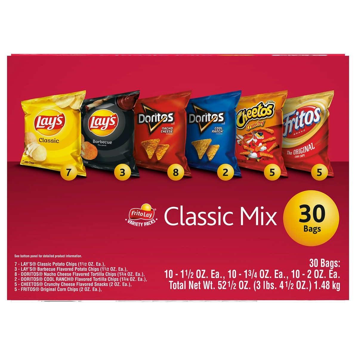 Frito Lay Frito Lay Classic Mix, Variety Pack, 30 Count