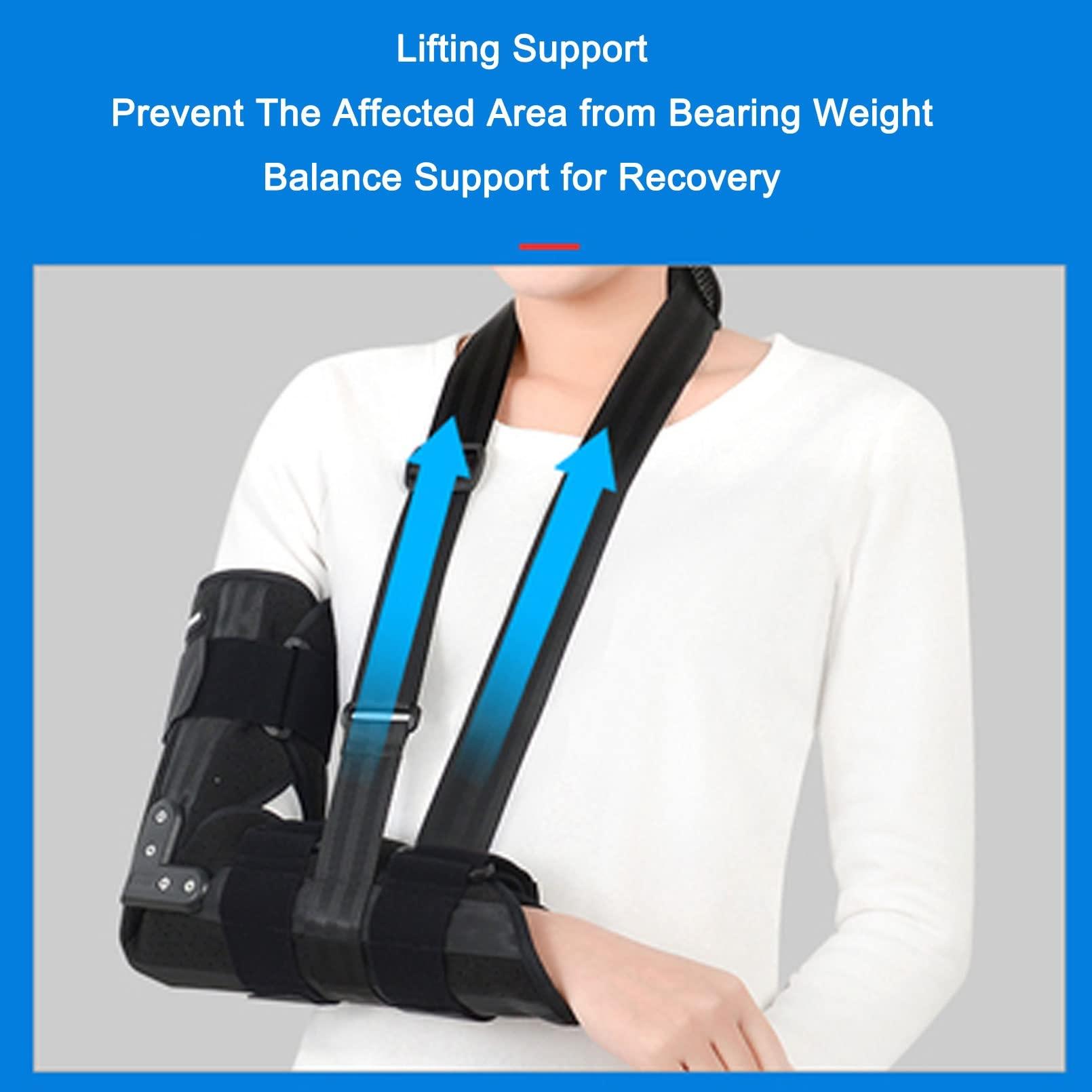 JIONET JIONET ROM Elbow Brace Hinged Support Sling Stablizer Injury Recovery Support After Surgery for Dislocated Arm Fixed Splint and Shoulder Strap (Color : Right Arm, Size : Small)