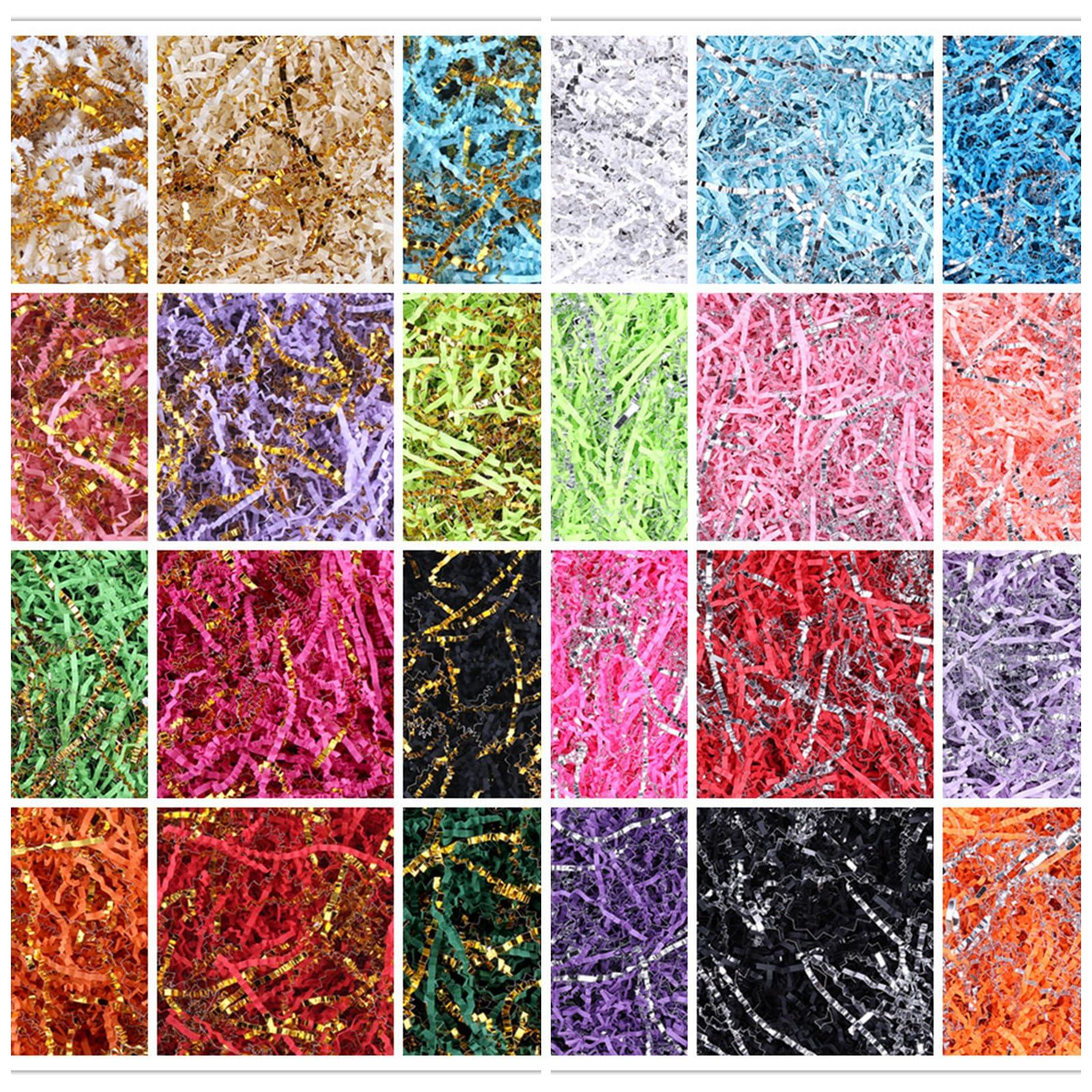 MYJJTYS MYJJTYS Crinkle Cut Paper Shred Filler for Gift Box Baskets (1LB),Shredded Paper for Gift Wrapping Easter Basket Grass,Crinkle Paper for Packing Box Filling Color Mixing (Light Orange & Silver)