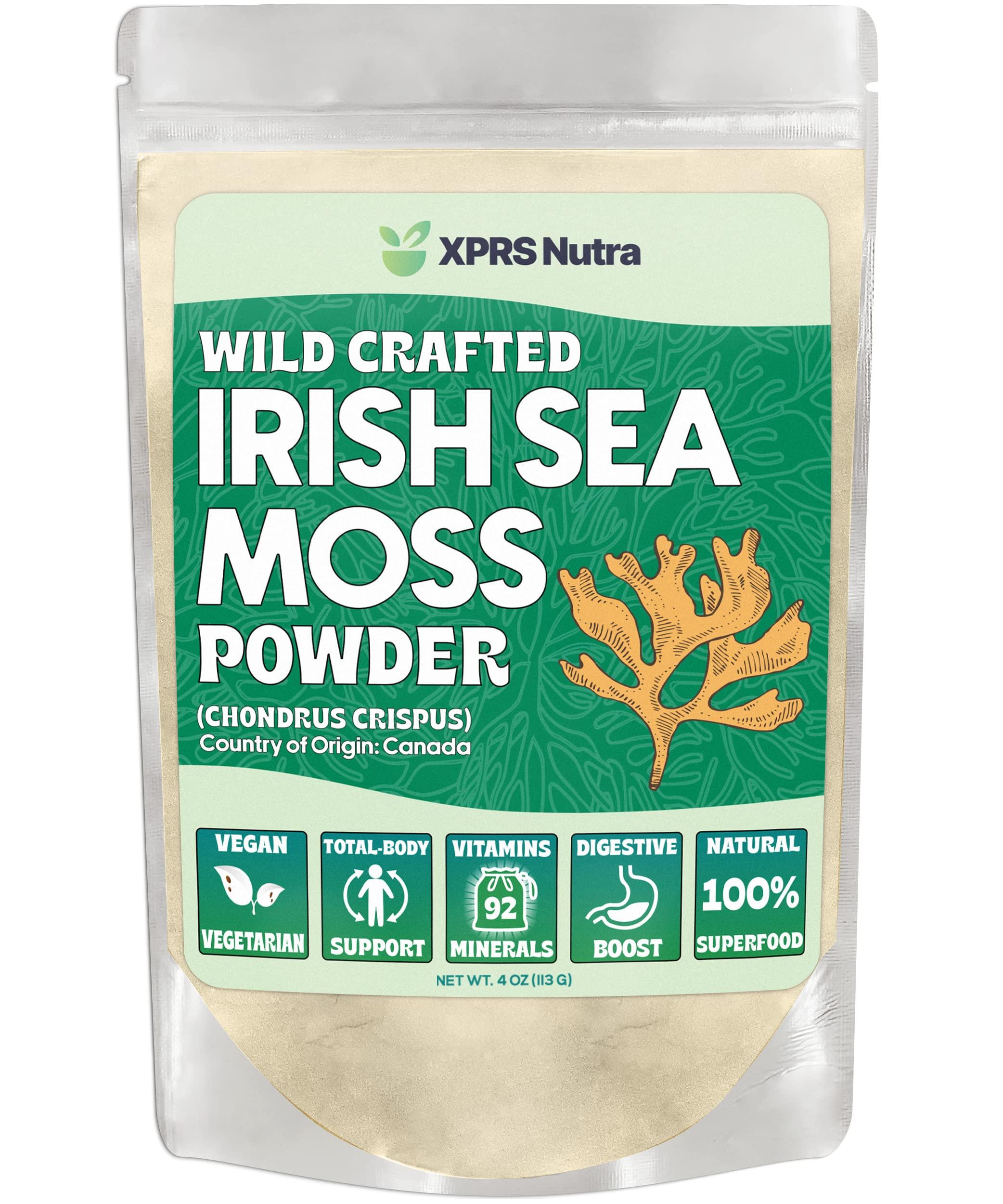 XPRS Nutra XPRS Nutra Irish Sea Moss Powder (Chondracanthus Chamissoi) - Premium Wildcrafted Seamoss Powder for Glowing Skin - Total Body Health Sea Moss Drink Powder - Vegan Friendly Irish Moss Powder (4 oz)