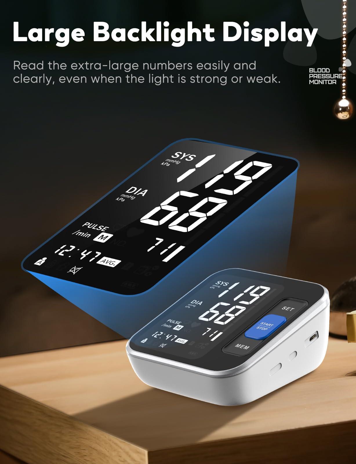 ATUDER Blood Pressure Monitors for Home Use Upper Arm, Accurate Cuff 8.7-15.7 Monitor with Large Backlight Display 2 Users 240 Sets Memory & HR Detection, Digital BP Machine with Carrying Case