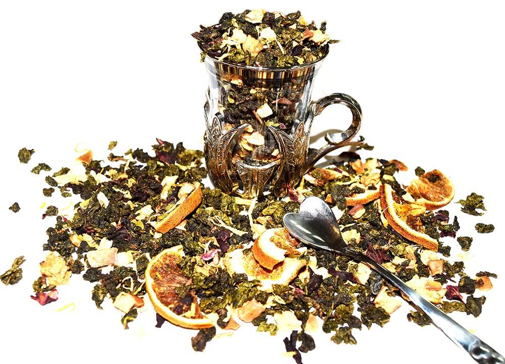 Chinese Tea Culture Orange Oolong Tea, caffeinated, this tea weaves the modest, delicate of Orange flavor, rich in antioxidants, slightly sweet, Loose Tea - 2oz