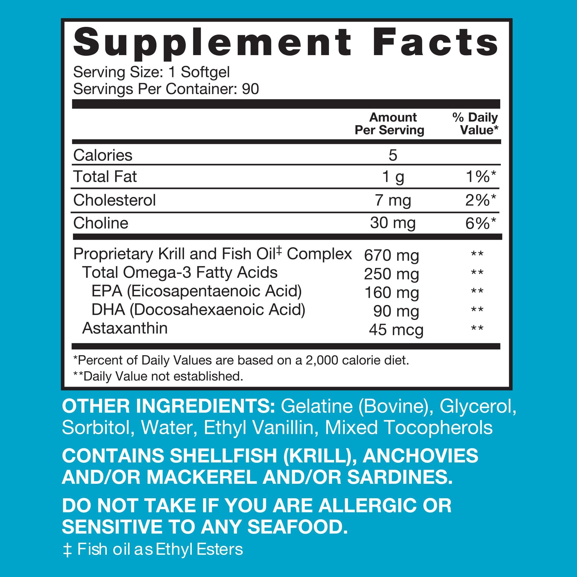 Qunol Qunol Advanced Omega 3 Krill and Fish Oil Complex, 10x Better Bioavailability, One Pill Dose, 250mg EPA & DHA, Supports Brain, Eye, Heart and Joint Health, 90 Count (Pack of 1)