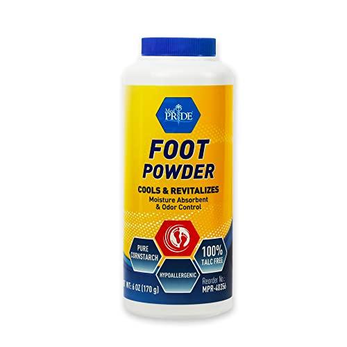 MED PRIDE MED PRIDE Premium Foot Powder For Moisture Control - Hypoallergenic, 100% Talc-Free Foot Cooling Powder To Reduce Odors And Absorb Sweat & Excess Moisture- Shoe & Foot Odor Eliminator Powder- 6oz