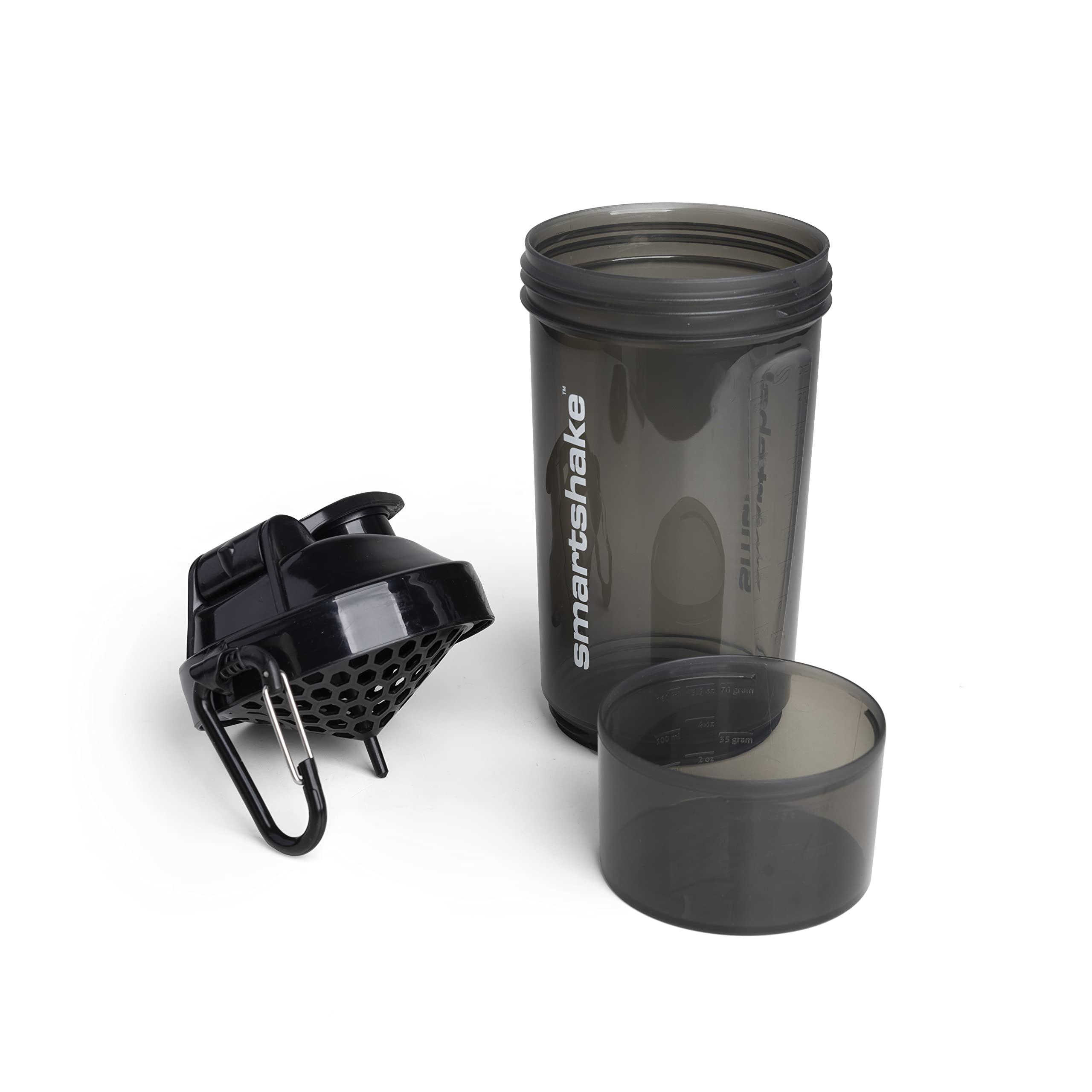 Smartshake Smartshake O2GO ONE Plastic Protein Shaker Bottle 800 ml | 27 oz - Leakproof Screw-on Lid - BPA Free  Unisex - Black