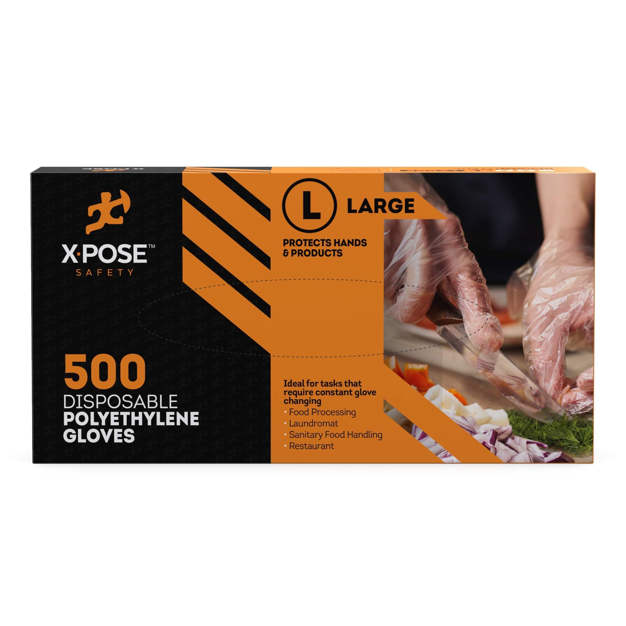 Xpose Safety Xpose Safety Clear Disposable Poly Gloves - 500 Large - 10 Pack - Non Latex Gloves - Kitchen Prep (1, Medium)
