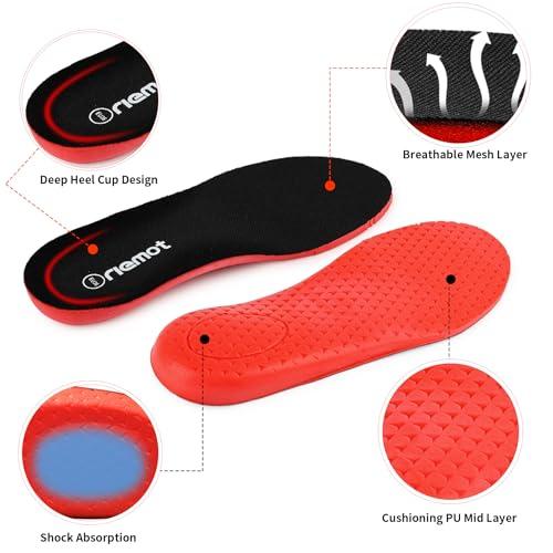 riemot riemot Arch Support Insoles for Men All-Day Comfort Gel Sport Shoe Inserts Replacement Cushioning Shock Absorbing Foam Insoles for Running Shoes Sneakers Work Boots Black US 10.5/EU 43.5