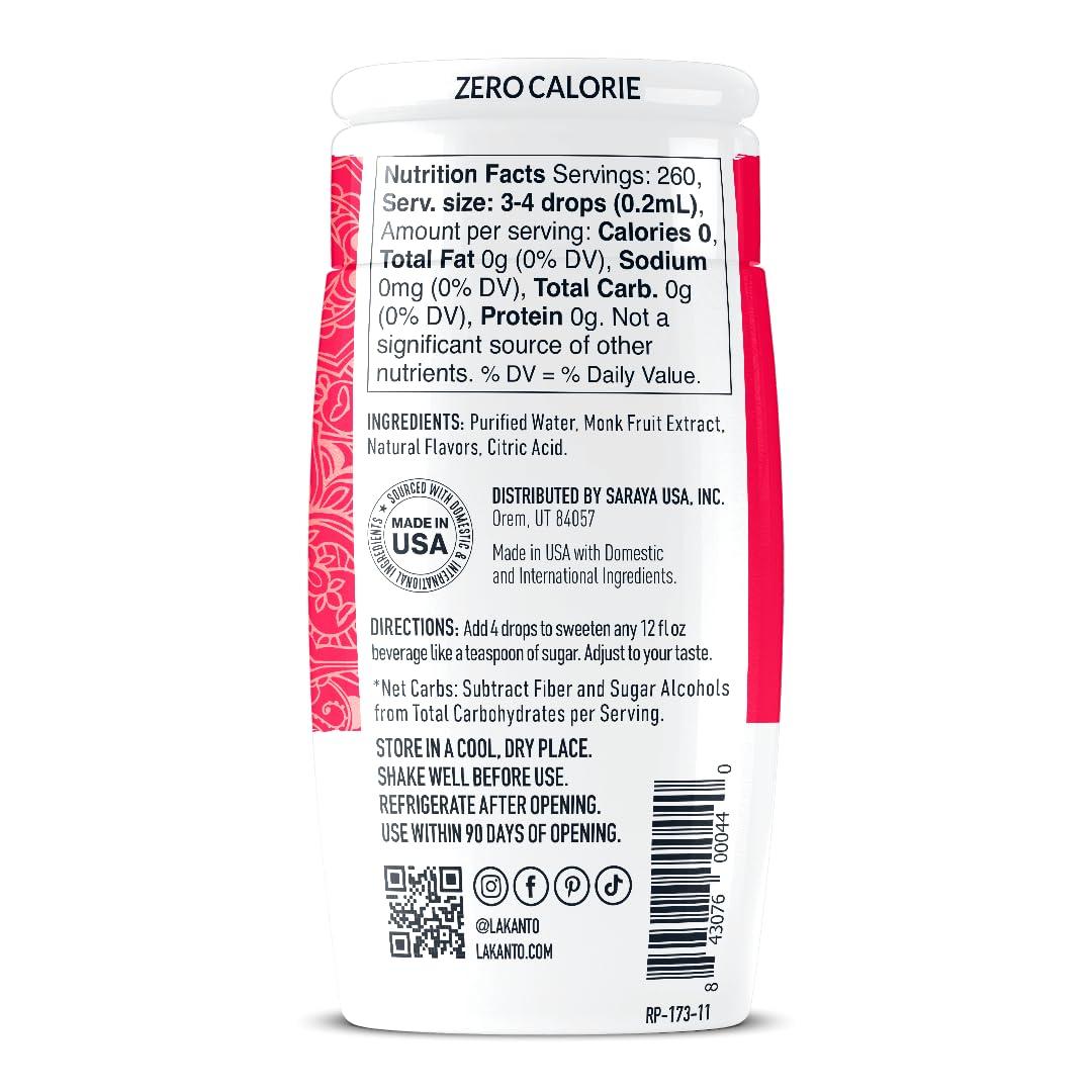 Lakanto Lakanto Monk Fruit Extract Drops Liquid Sweetener - Zero Calorie, Zero Sugar, Keto Drink Sweetener, Sugar Substitute, On the Go, Tea, Coffee, Smoothies - Original 1.76 Fl Oz (Pack of 6)