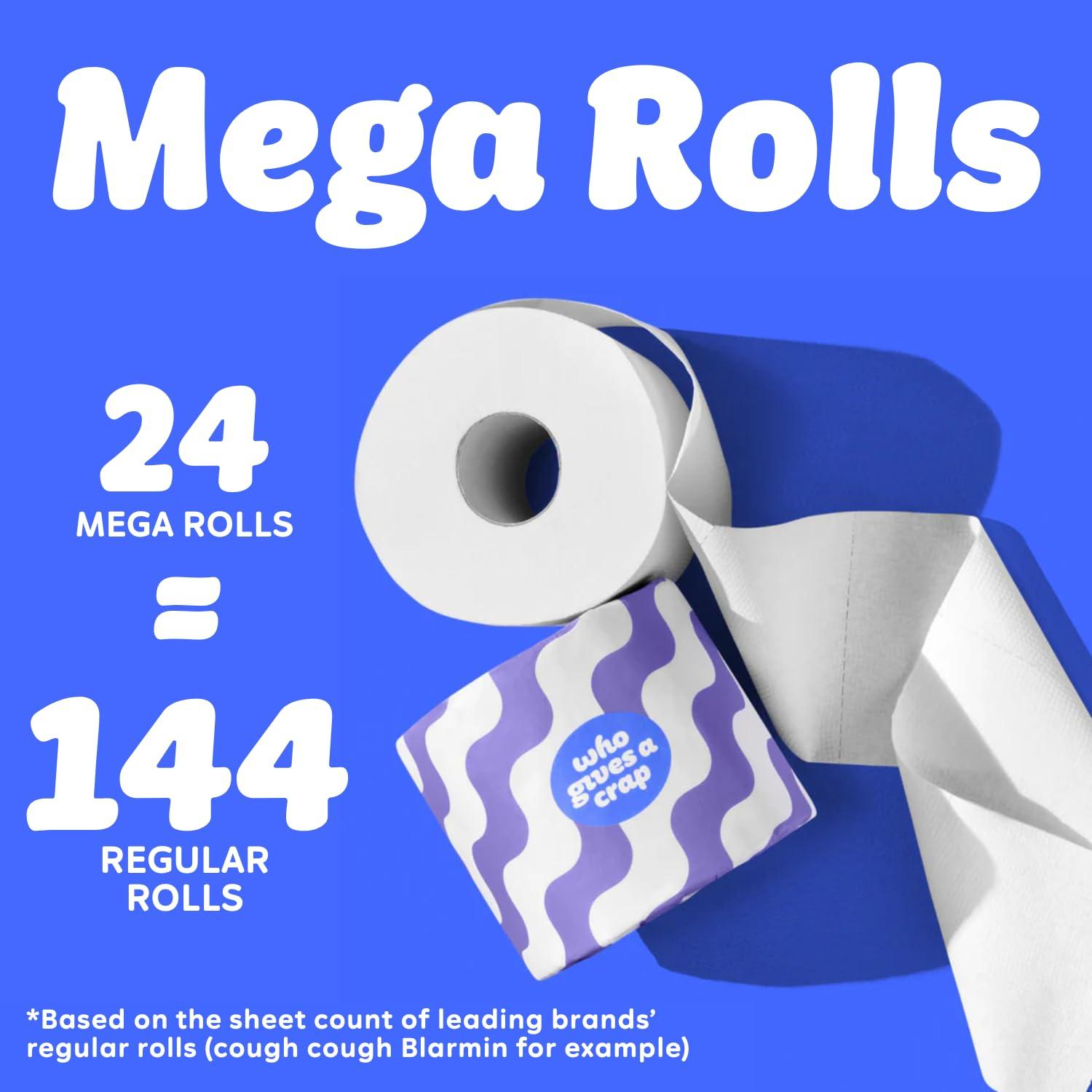Who Gives A Crap Who Gives A Crap | 100% Recycled Toilet Paper, 24 Rolls, 330 Sheets, Biodegradable & Ecofriendly, Soft & Strong, Virgin Tree Free, Bulk Toilet Paper