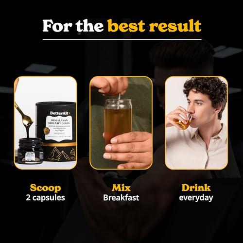 Better Alt Better Alt Pure Himalayan Shilajit Gold+ (Pack of 2) 60 gm| Enhances Recovery & Boosts Strength| 16,000 ft Sourced Blend with Ashwagandha, Safed Musli, Gokshura| Vegan & Lab Tested -600mg