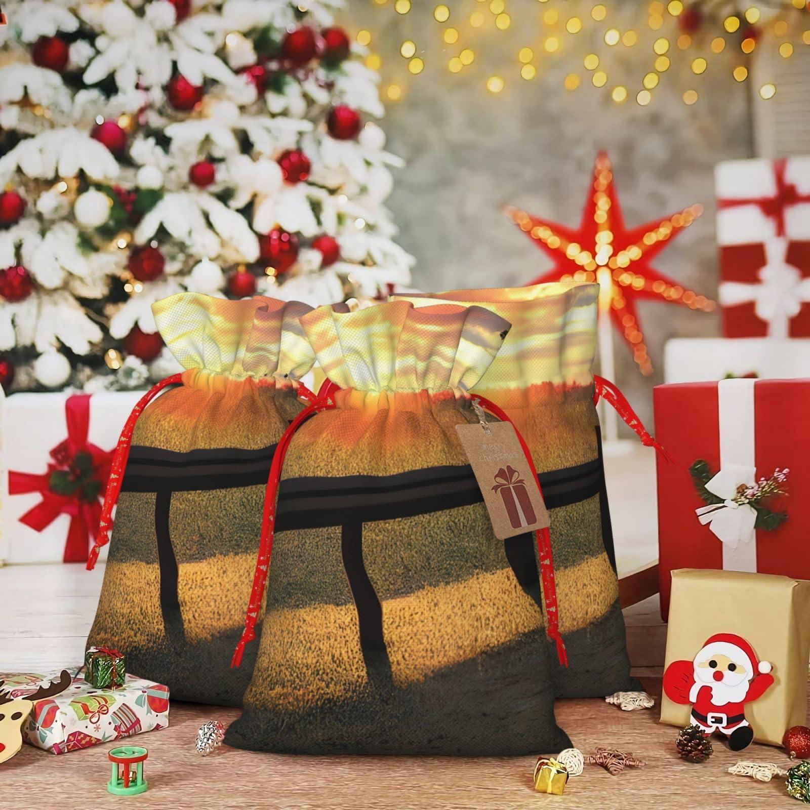 SSIMOO Lonely Bench Sunset Reusable Christmas Gift Bags,Elegant Artistic Craft,Your Go-To Solution For Gift Packaging