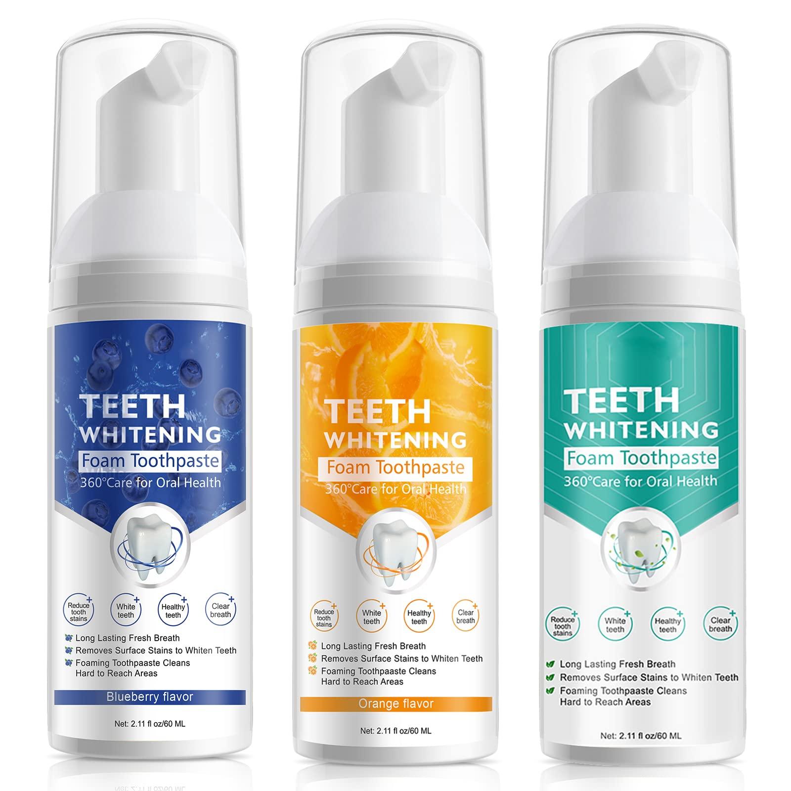 VOGSIG Teeth Whitening Toothpaste with Fluoride, Foam Toothpaste, Ultra-fine Mousse Foam Deeply Cleaning Gums, Stain Removal, Oral Care-Toothpaste Replacement Natural Mouth Wash Water, 3 Fresh Flavor