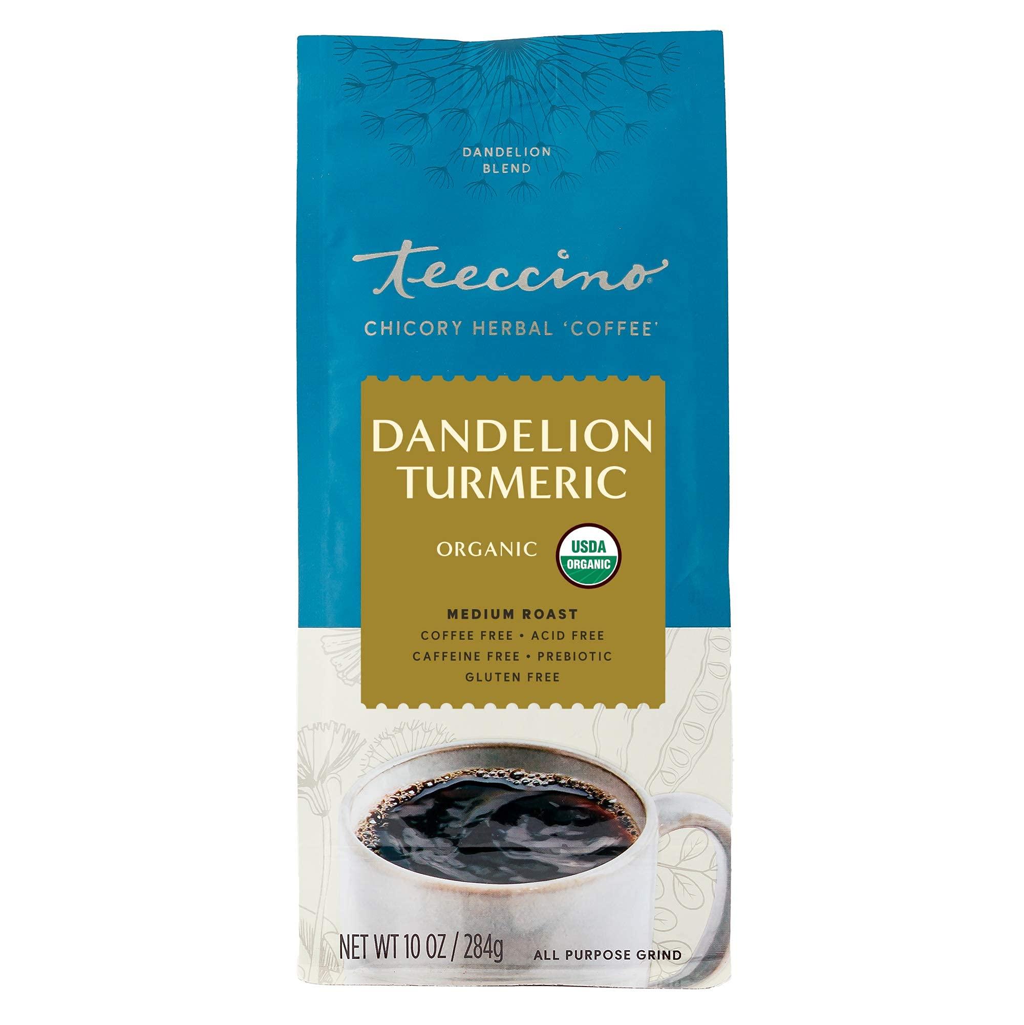 Teeccino Teeccino Dandelion Turmeric Herbal Coffee - Caffeine-Free Coffee Alternative with Prebiotics, Gluten Free, Acid Free, Organic - Medium Roast, 10 oz