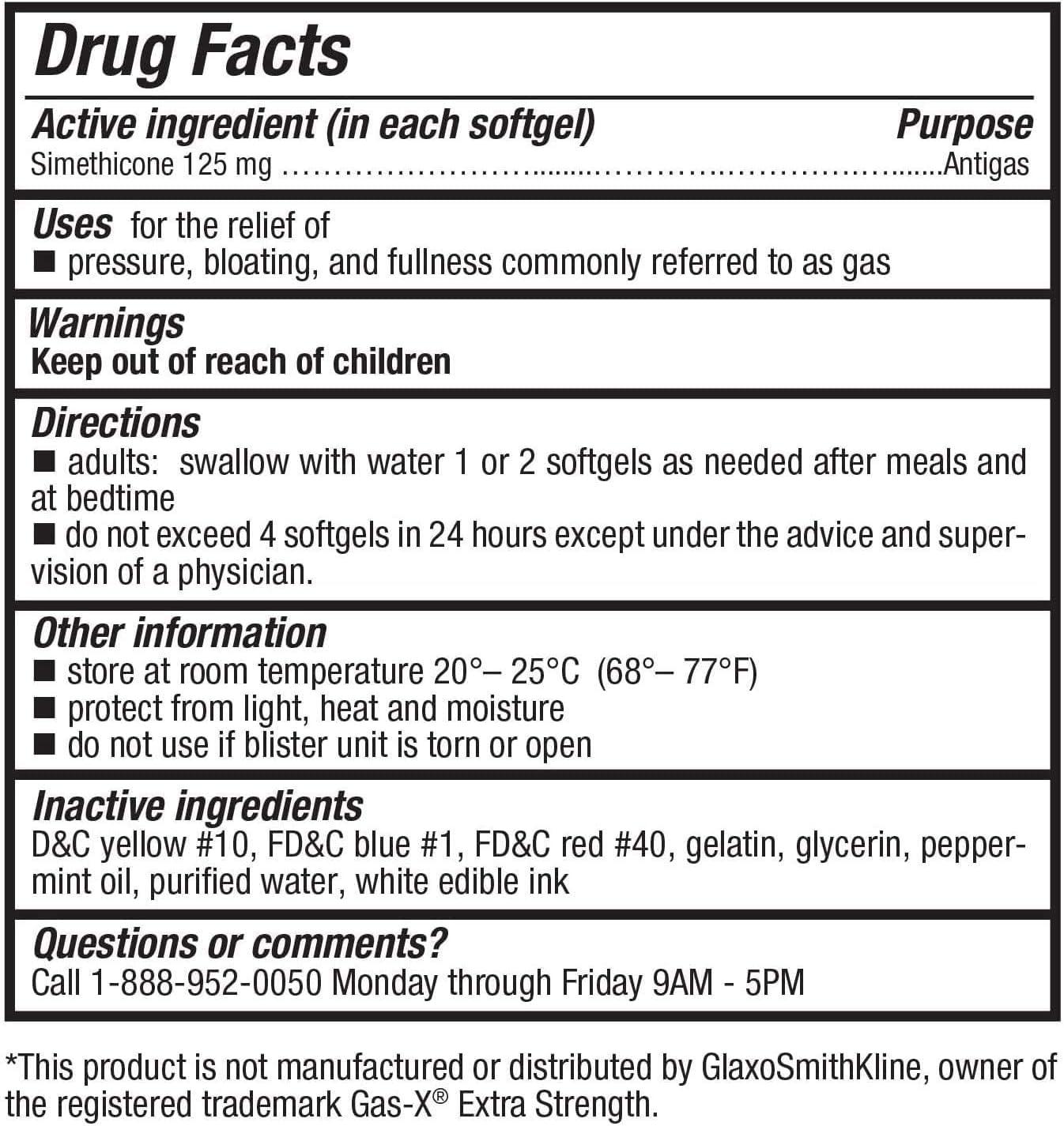HealthA2Z HealthA2Z Gas Relief Simethicone | 125mg | Relieves from Stomach Discomfort and Gas | Anti Flatulence | Relieves Gas Fast and Bloating (72 Counts (Pack of 1))