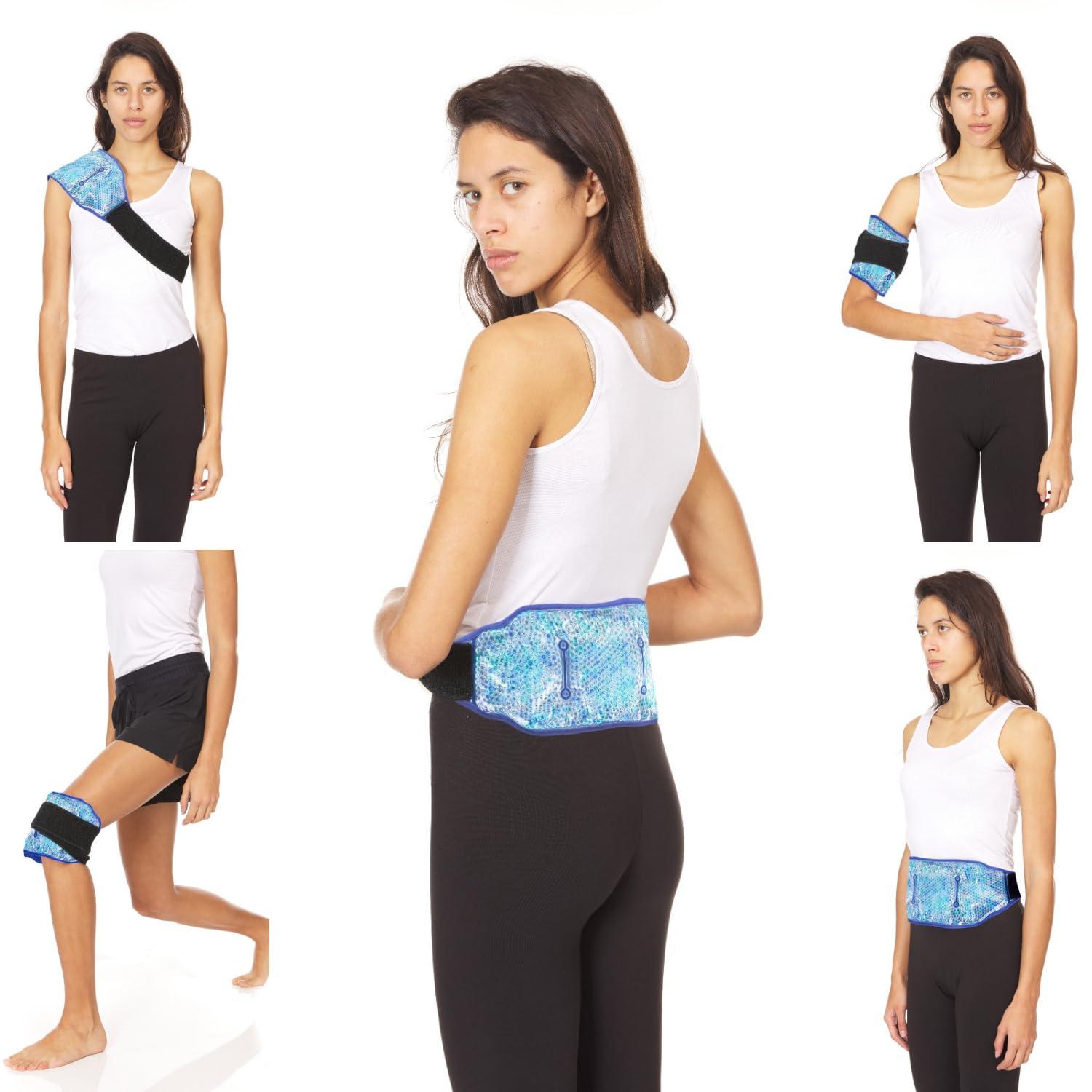 FOMI Premium Hot Cold Gel Bead Ice Pack by FOMI Care | Cool Compress for Lower Back, Shoulder, Knee, Bicep, Stomach | Coccyx, Sciatica, Tailbone Pain Relief | Flexible, Reusable Heating Pad | (Blue)