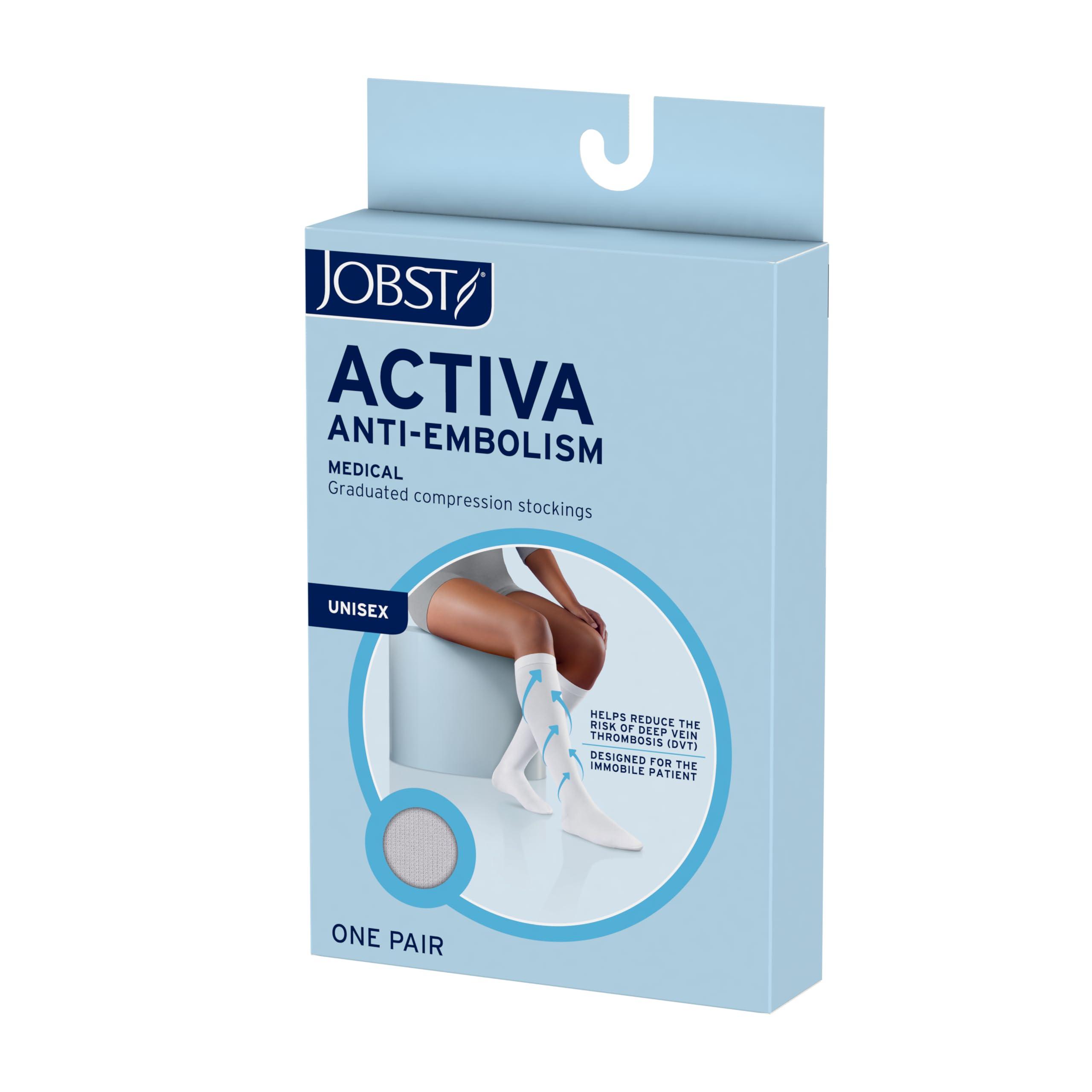 JOBST JOBST ACTIVA Anti-Embolism 18 mmHg Compression Socks Thigh High Closed Toe, White, X-Large