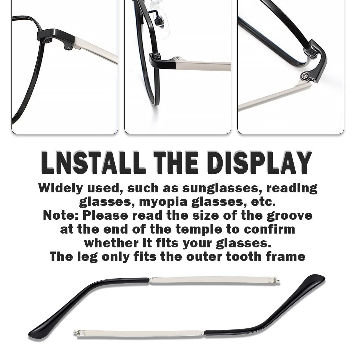 LNQ LUNIQI 1 Pair Metal Eyeglass Replacement Arm, Eyewear Frame Temple Replacement Universal Sunglasses Arm Legs Replacement for Thin Metal Glasses, SunglassesSilver