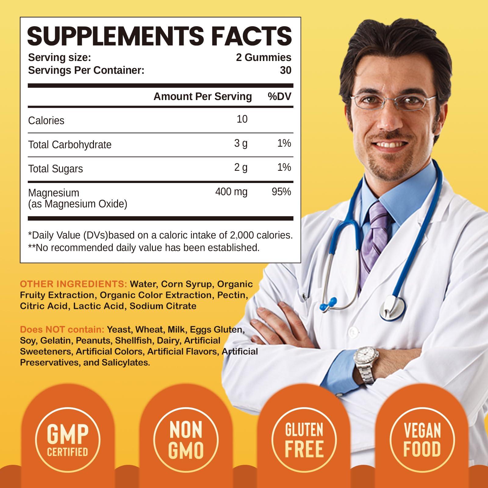 duwhot duwhot Migraine Relief - Vitamin B2 Gummies (Riboflavin) 400mg & Magnesium Oxide Gummies 400mg, Headache Relief & Nervous System Support