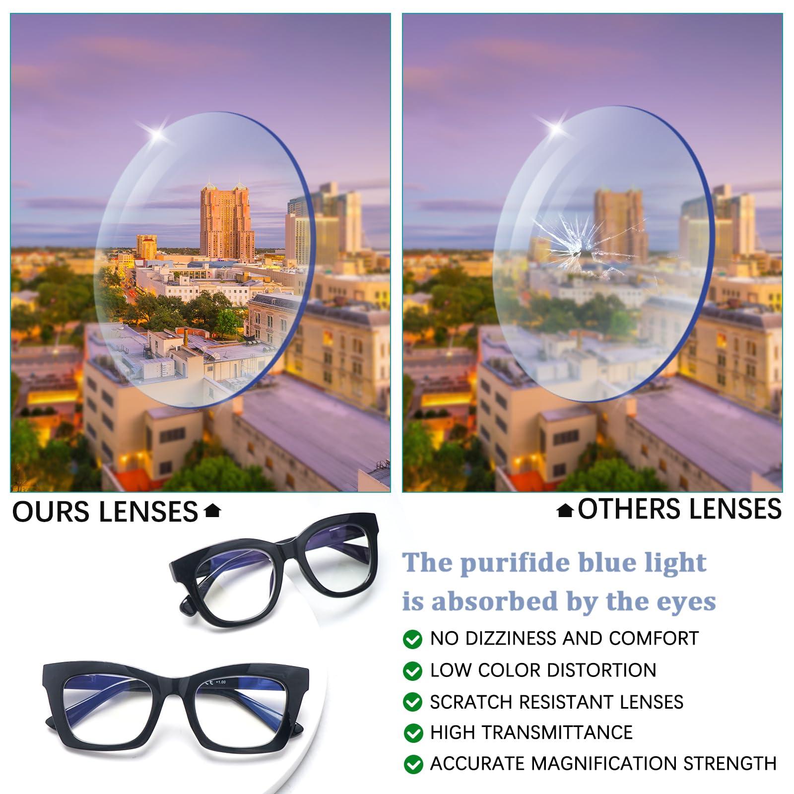 SIGVAN SIGVAN 6 Pack Oprah Style Reading Glasses Blue Light Blocking Square Computer Spring Hinge Readers for Women (6 Mix-5, 4.0, multiplier_x)