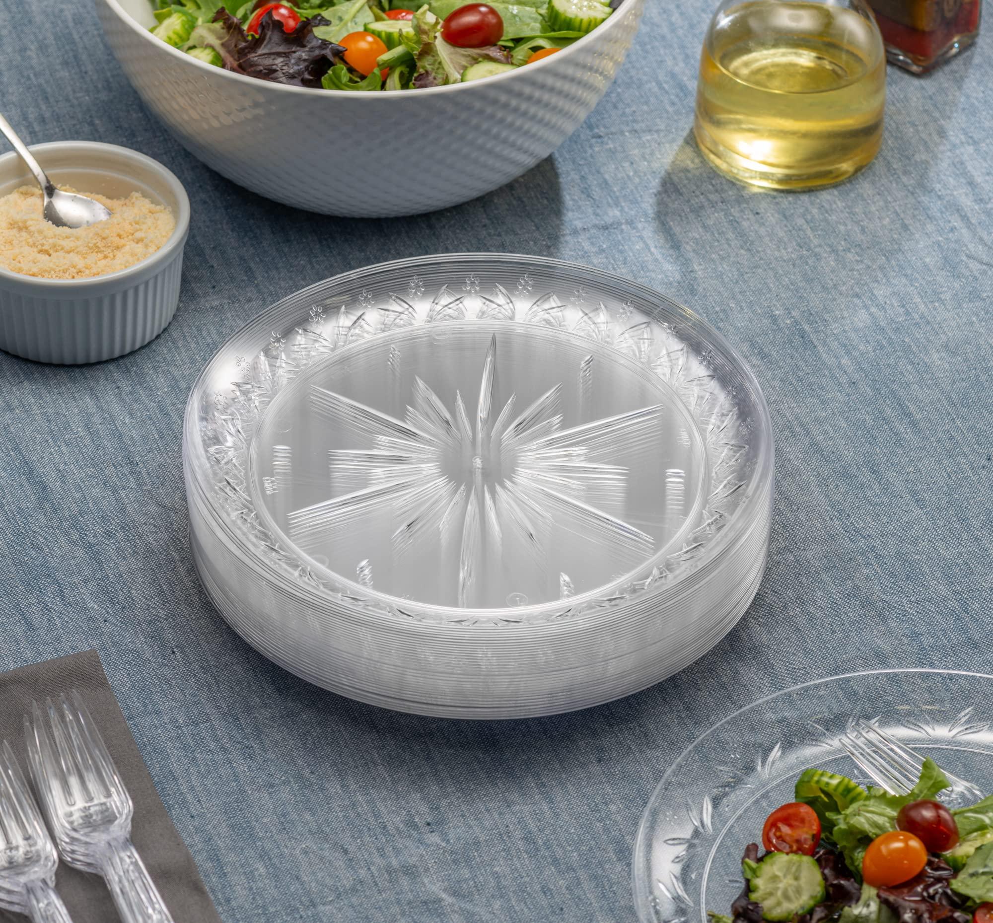 PLASTICPRO PLASTICPRO 10\'\' inch Premium Extra large Heavy Weight Crystal Clear Disposable Plastic Dinnerware Party Plates or Platter Pack of 40