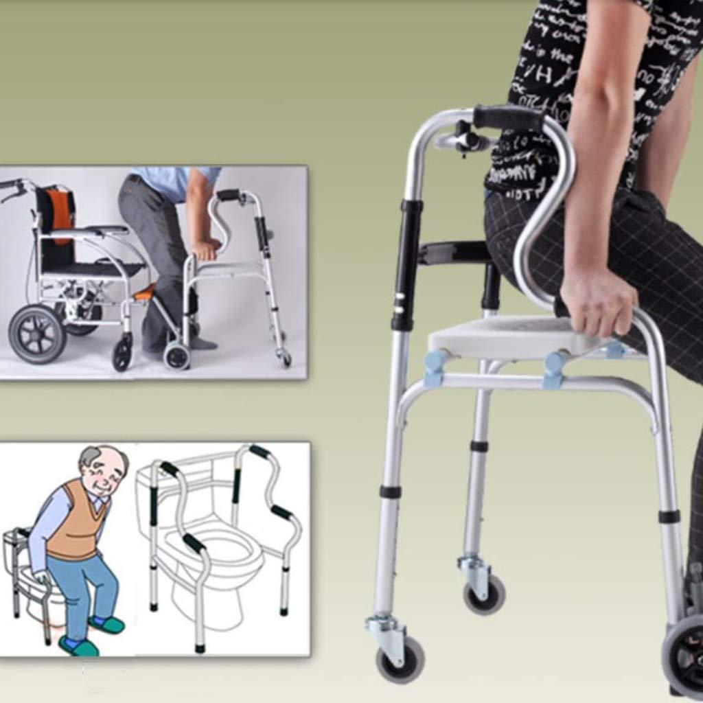 SSRURYWZ SSRURYWZ Wheels Aluminum .99 with Paded Seat and Backrest Folding Rolling .99 Mobility Aid for Adult,Senior,Elderly Handicap,Silver Walking Frame