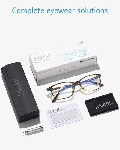ANRRI ANRRI Blue Light Blocking Glasses Anti Eyestrain UV Filter Computer Game Eyeglasses Lightweight Tortoise Frame
