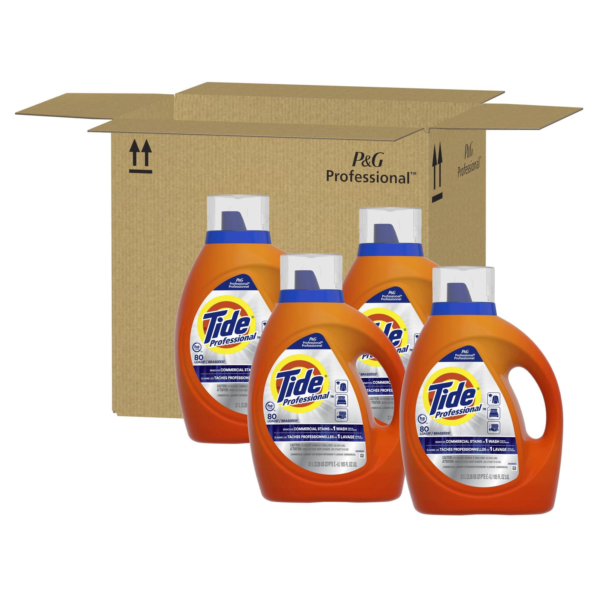 Tide Tide Professional Liquid Laundry Detergent, Floral, 105 Fl Oz, Pack Of 4 Bottles, Blue