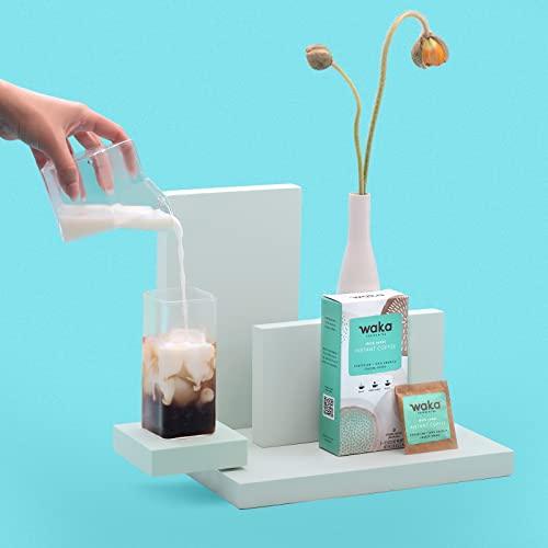 Waka Coffee Waka Instant Coffee, Dark Roast - 100% Arabica Beans, Freeze Dried Granules, No Additives - Single Serve Packets for Quick Hot and Iced Coffees (8 Individual Coffee Packets)