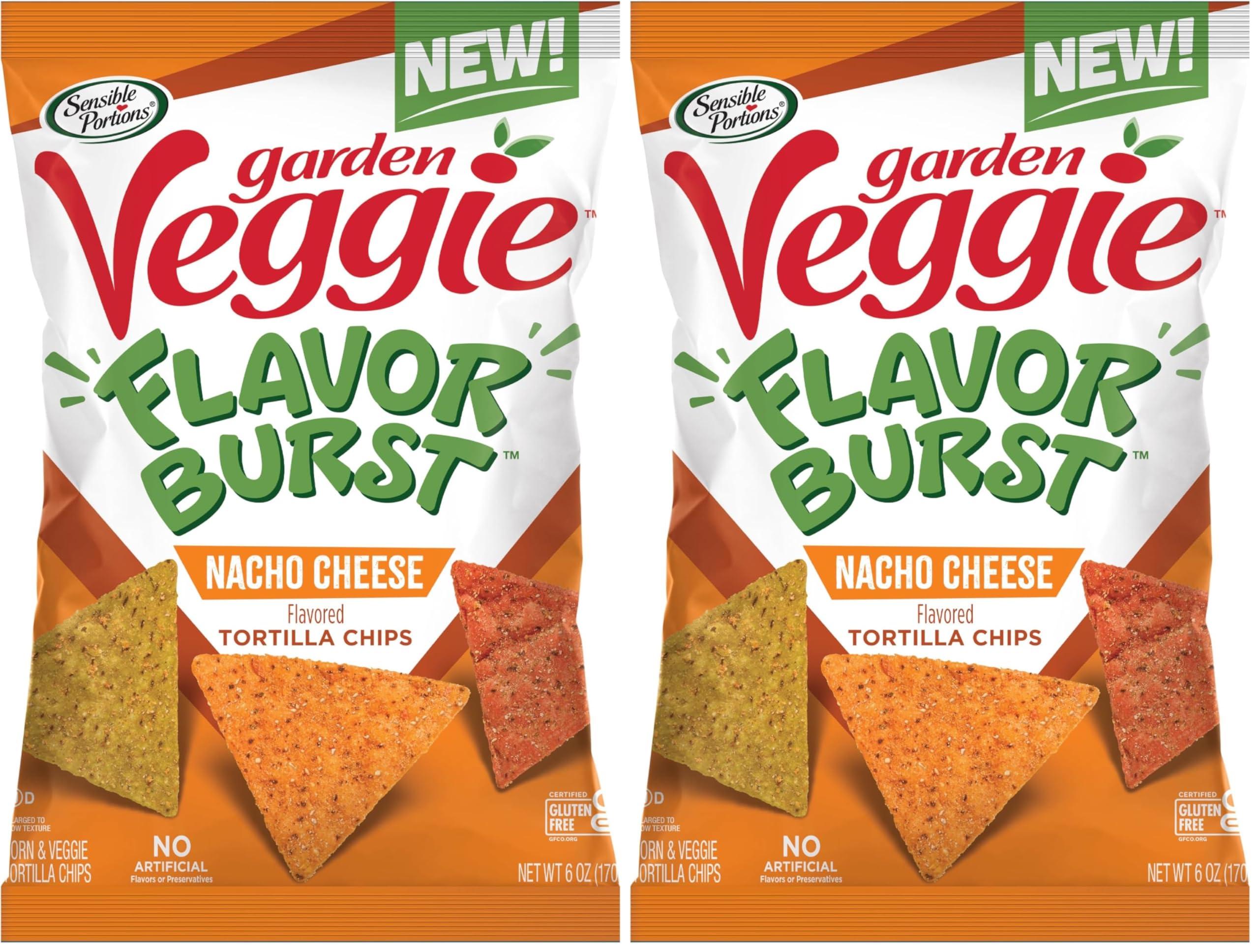 Sensible Portions Sensible Portions Garden Veggie Flavor Burst Tortilla Chips, Nacho, 6 Oz (Pack of 2)