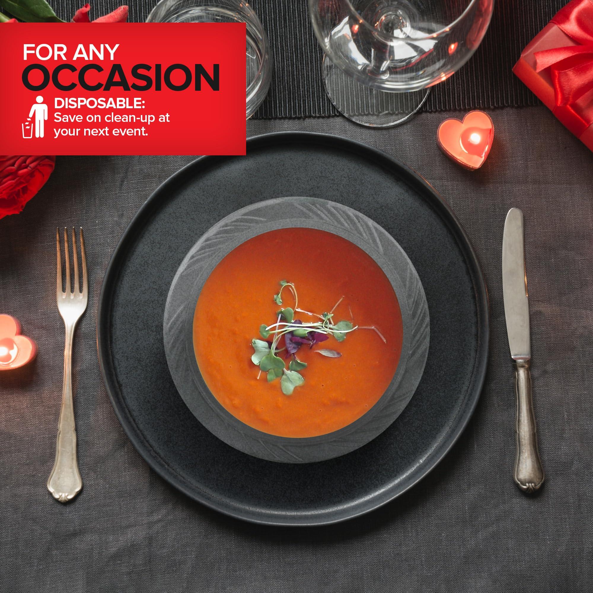 Stock Your Home 120 Pack 12 oz Elegant Clear Plastic Bowls for Parties Small Disposable Bowl for Fancy Dinner or Cocktail Party, Soup and Salad, Thick and Sturdy