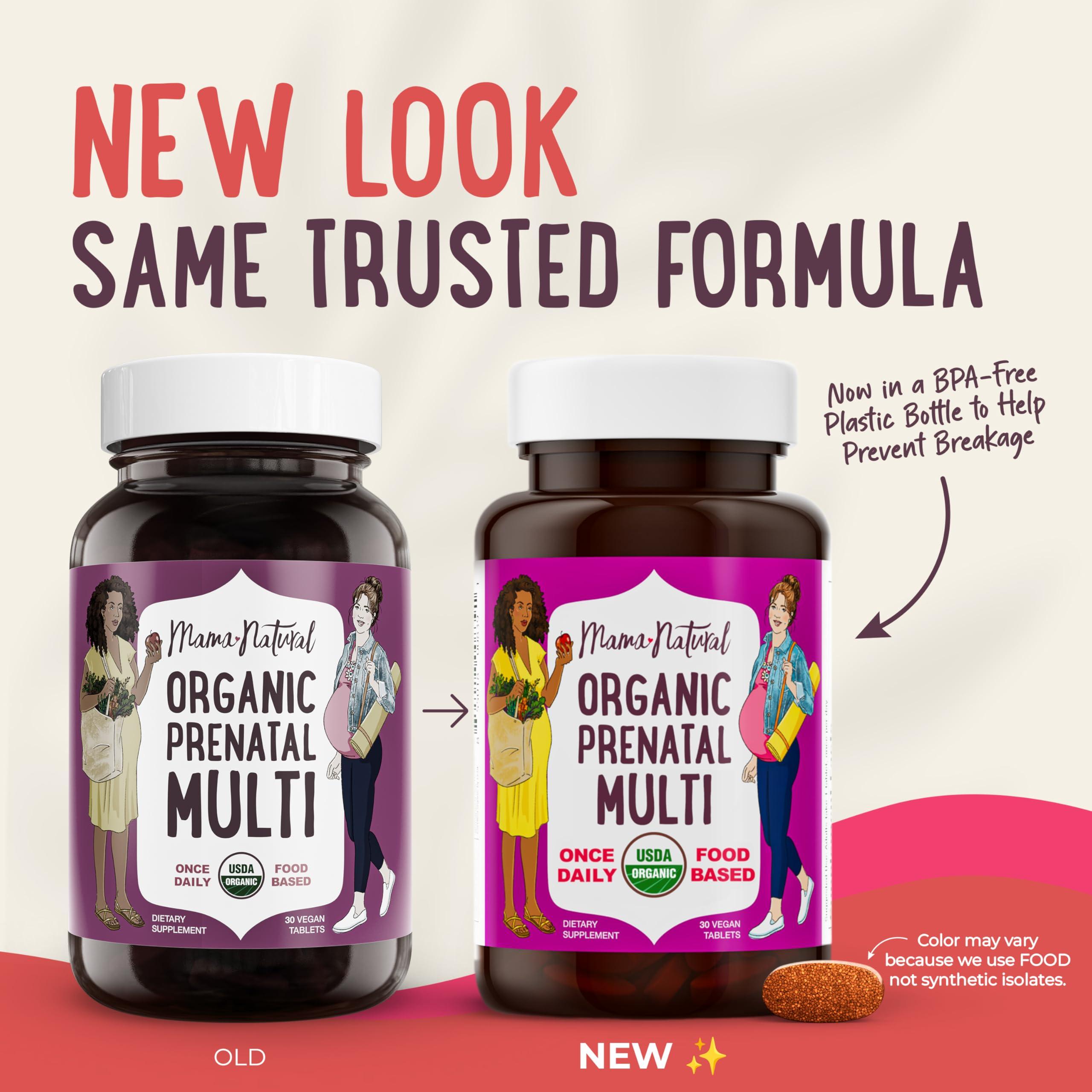 Mama Natural Mama Natural Organic Prenatal Vitamins For Women Vegan (30 Servings) | One A Day Prenatal Vitamins For Pregnant Women | Food Based, Non-gmo & Gluten-free - Pre Natal Multivitamin For Women With Folate