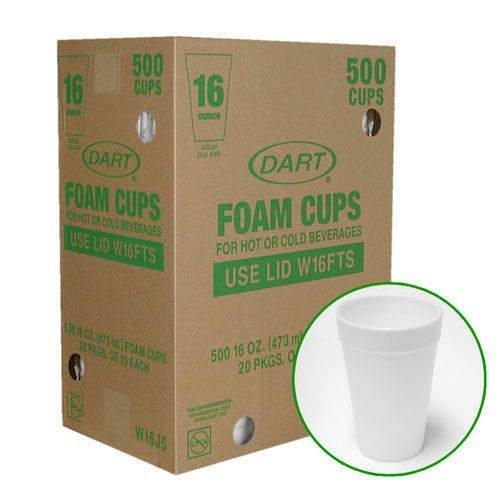 DART Dart White Styrofoam Cups- 16 oz. (DCC16J16) 500 Cup Count
