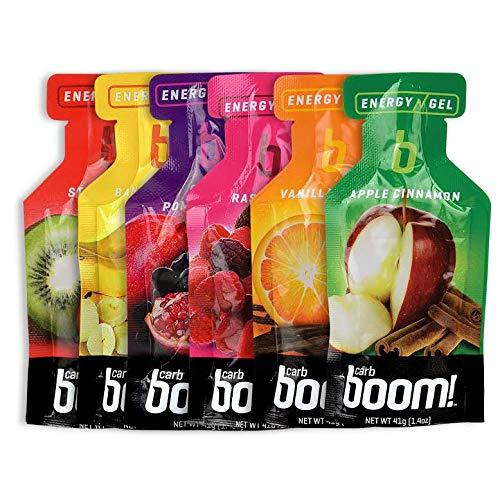 Carb Boom Boom Nutrition - Carb Boom Energy Gel - Fruit-Flavored Energy Gels - Workout Gel - Energy Gel for Cycling - Running Gel - Natural Energy Gel - Variety 6 Flavors (4 Each) - 24 Pack