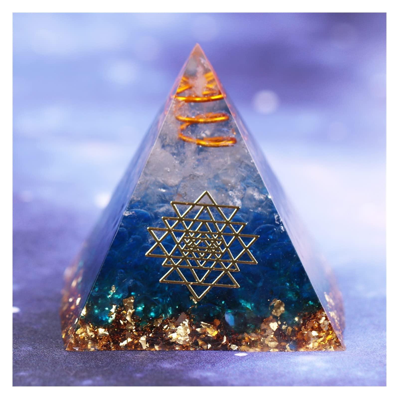 LABDIP LABDIP Home Decoration Natural Pyramid Blue Glass Gravel Crystals Reiki Pyramids Fengshui Home Decor Full of Texture (Size : 5CM)