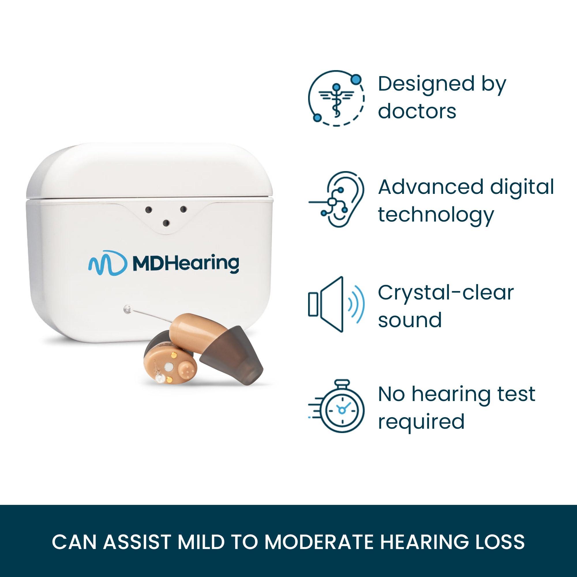 MDHearing MDHearing NEO XS Hearing Aids for Seniors, Completely-In-The-Canal Rechargeable Design, Virtually Invisible, All-Day Comfort, Crystal-Clear Sound by MDHearing, Fits with Glasses