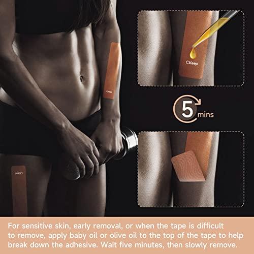 CKeep CKeep 4 Rolls Kinesiology Tape, Original Cotton Elastic Athletic Tape, 20 Precut 10\" Strips Each, Beige, Ideal for Muscle Support & Injury Prevention