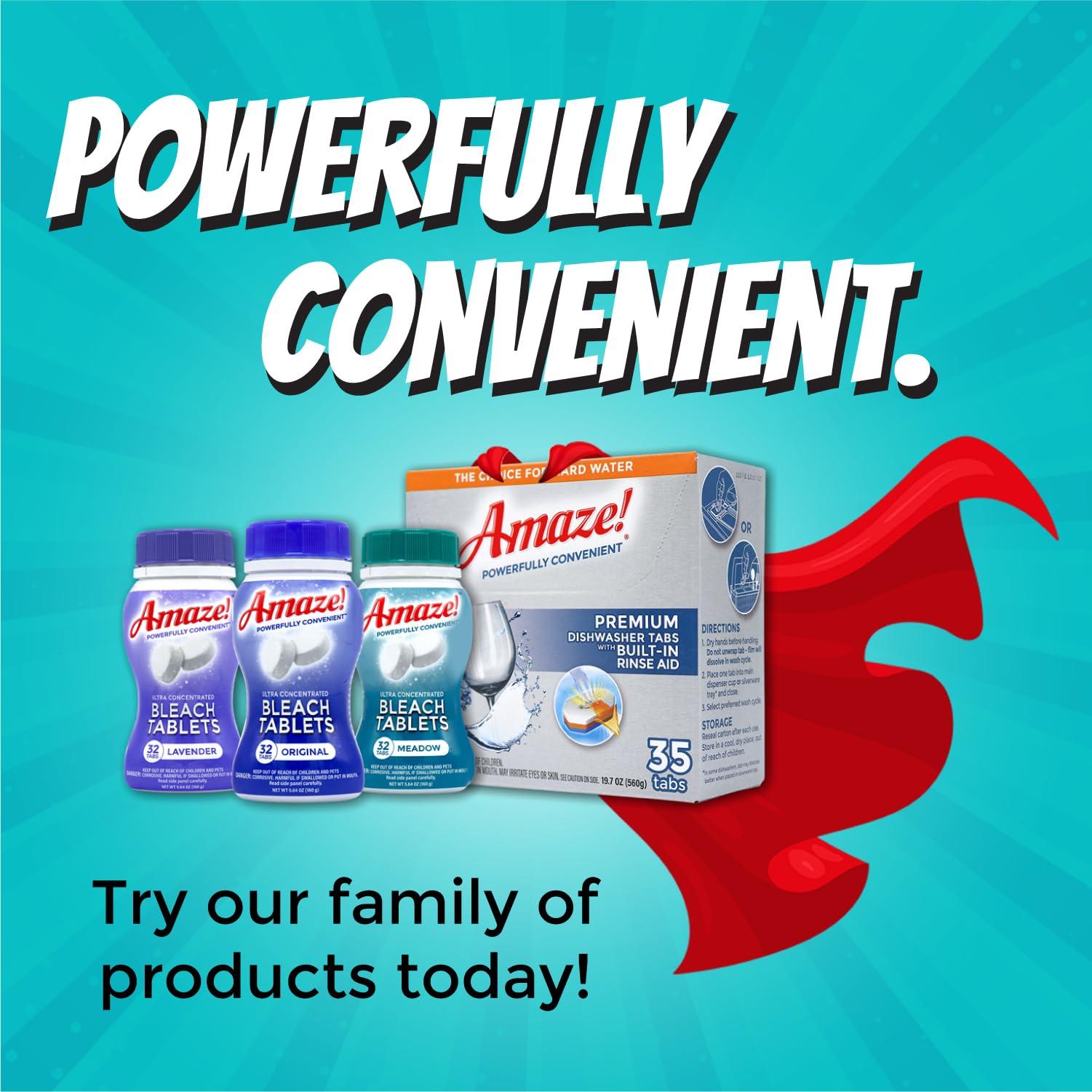 AMAZE AMAZE Ultra Concentrated Bleach Tablets [32 tablets] - Meadow Scent - for Laundry, Toilet, and Multipurpose Home Cleaning. No Splash Liquid Bleach Alternative