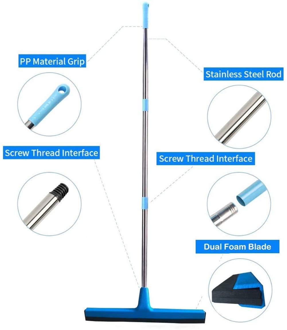 Thstheaven Thstheaven Floor Squeegee with Long Handle - 129cm Extendable Concrete Floor Cleaner Wiper, Wide Water Pusher Foam Broom Squeegy for Garage, Deck, Shower, and Outside Windows