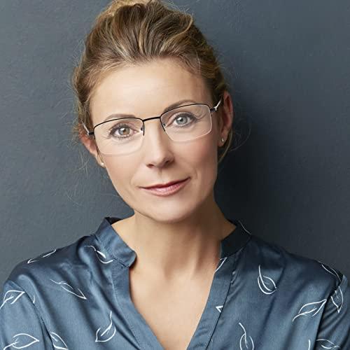 FEIVSN FEIVSN Progressive Multifocus Reading Glasses Blue Light Blocking, Multifocal Readers for Men Women Trifocal Lightweight Eyewear Half Metal Frame Titanium Alloy (3 Pack: Black+Gun+Silver, 1.50)