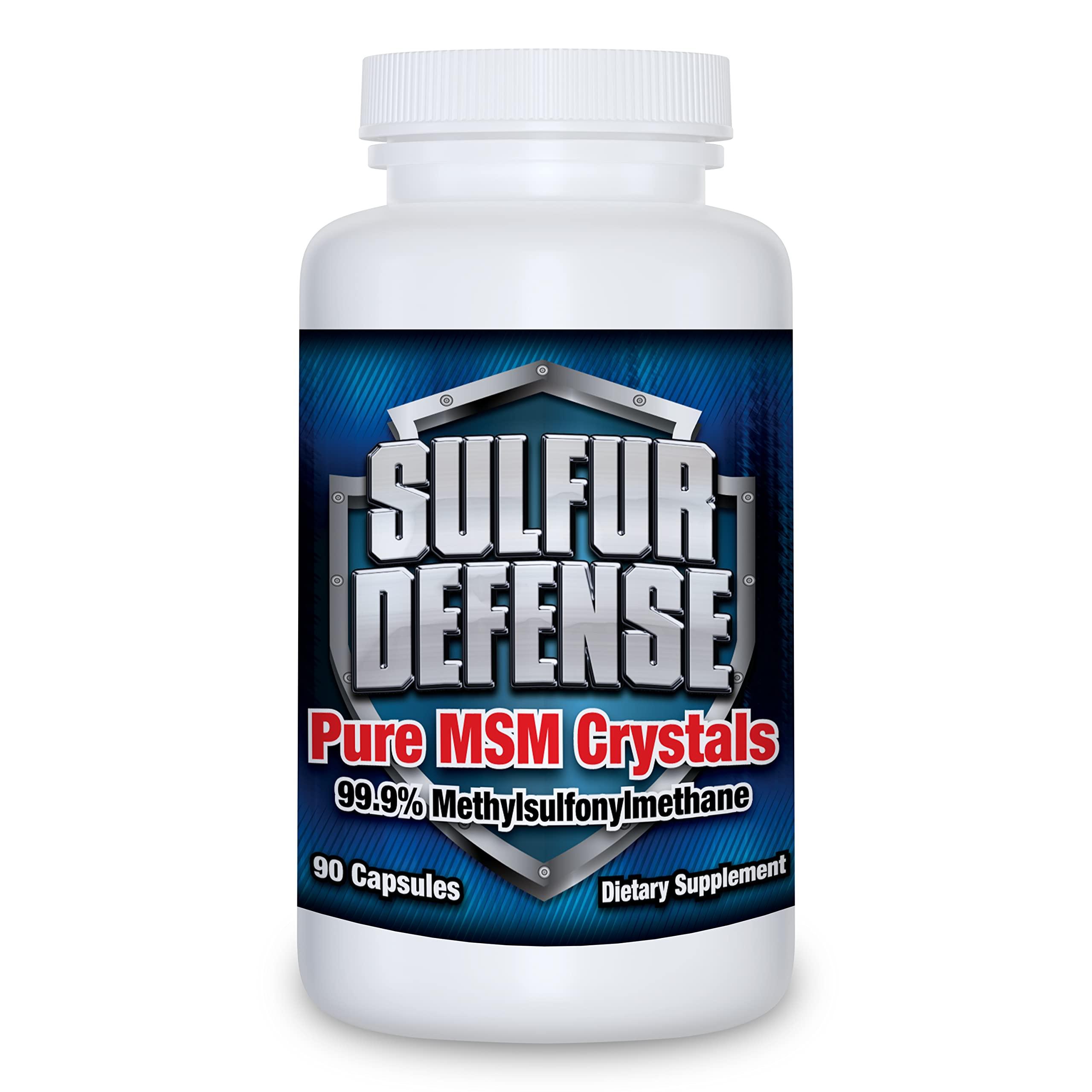 7 Lights Sulfur Defense Opti-MSM 99.9% Pure MSM Powder Capsules, Made in USA, Organic Methylsulfonylmethane, Non-GMO, Gluten-Free, Immune System Booster, Soothes Joint Pain, Younger Skin, Hair, Nails, 90 caps