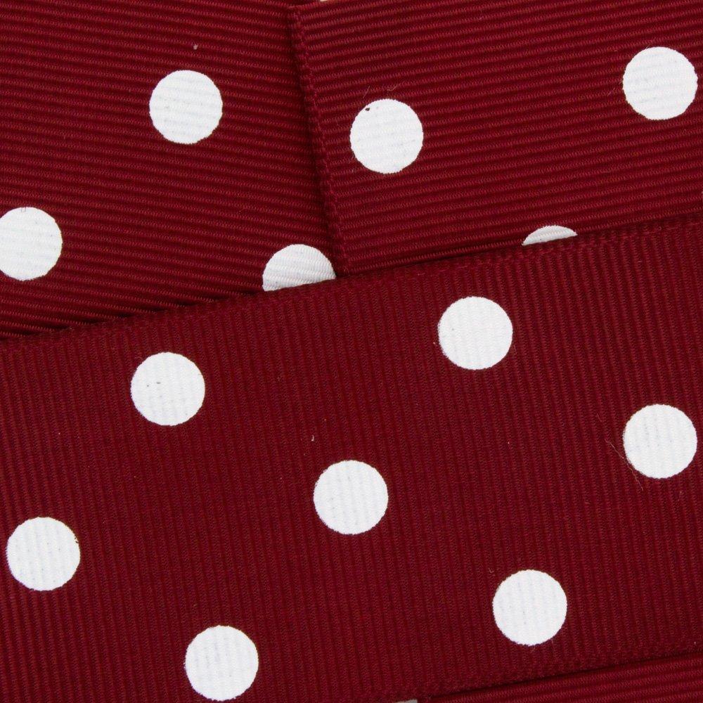 HairBow Center LLC 1.5" Grosgrain Ribbon White Dots 789 Maroon 25yd