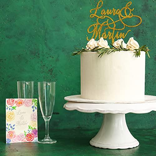 Be Burgundy Personalized Wedding Cake Toppers w/Names, Wedding Cake Toppers Bride and Groom Names, Anniversary Cake Topper, Wedding Cake Decorations - 2 Styles - 3 Mirrored Acrylic Colors