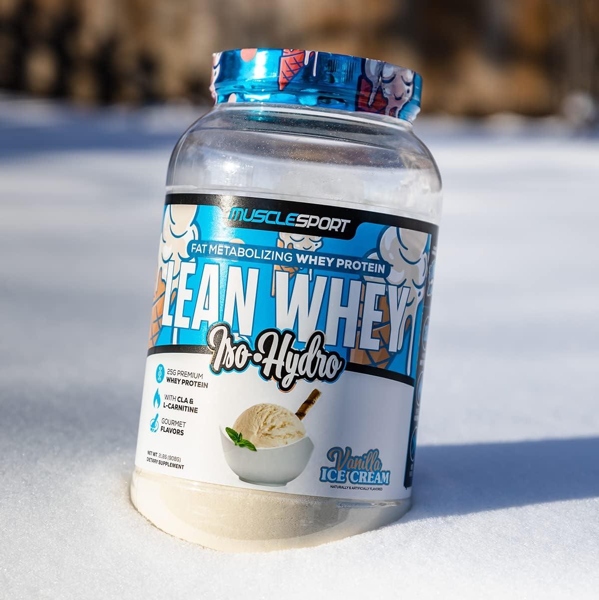 Musclesport Musclesport Lean Whey Revolution™ Protein Powder - Whey Protein Isolate - Low Calorie, Low Carb, Low Fat, Incredible Flavors - 25g Protein per Scoop - 5lb Vanilla Ice Cream